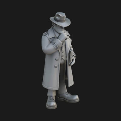 Detective Man Statue Design 6 3D Print Model