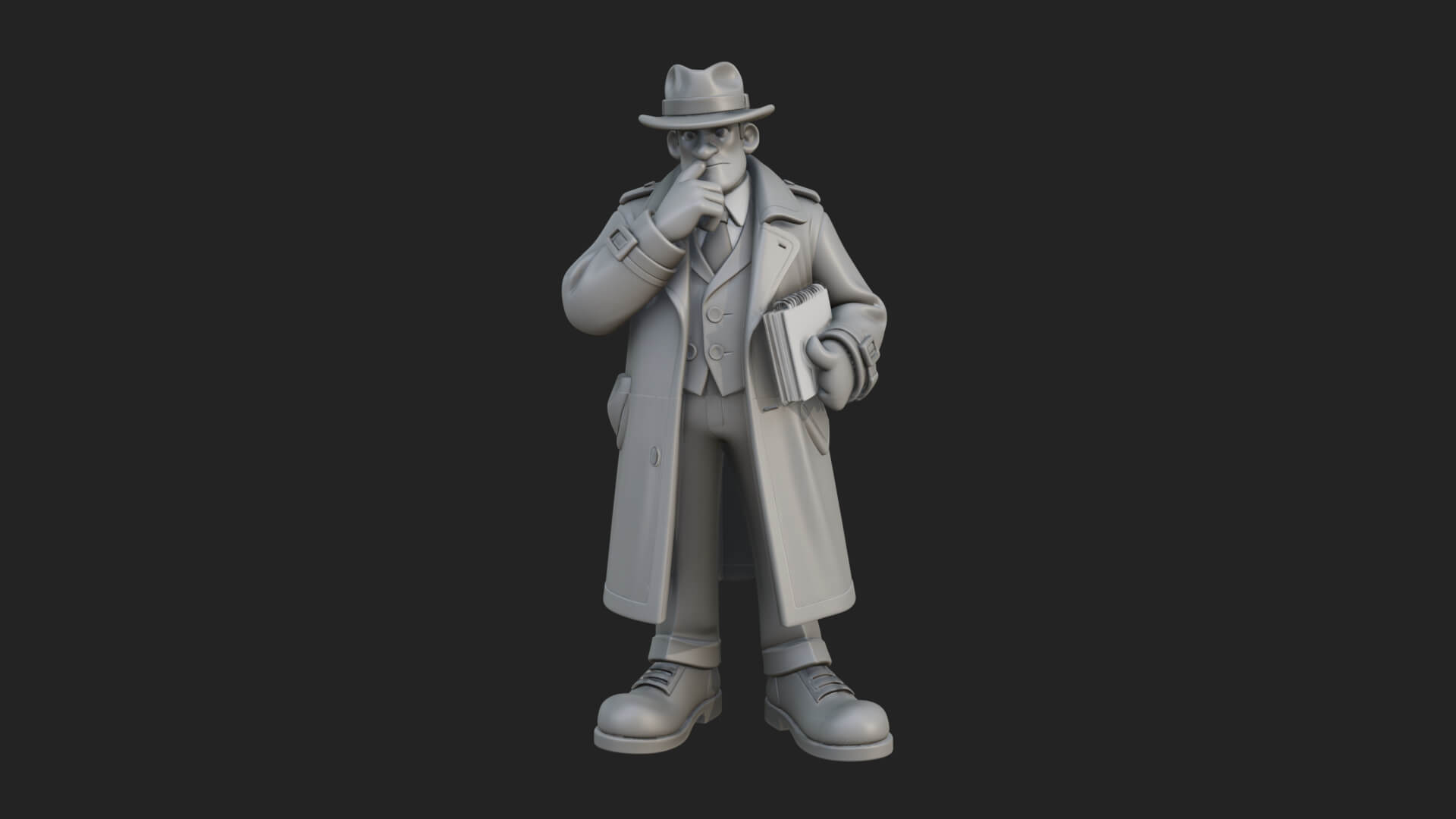 Detective Man Statue Design 7 3D Print Model 3D Model