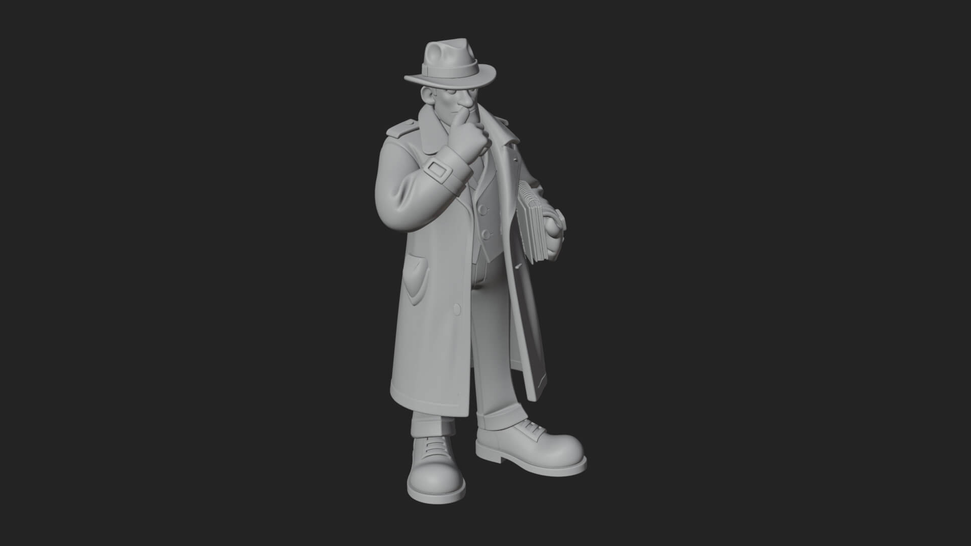 Detective Man Statue Design 7 3D Print Model 3D Model