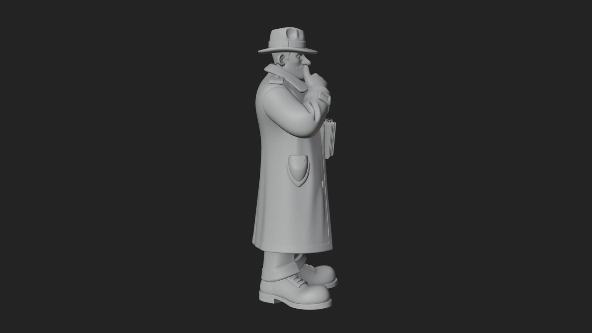 Detective Man Statue Design 7 3D Print Model 3D Model