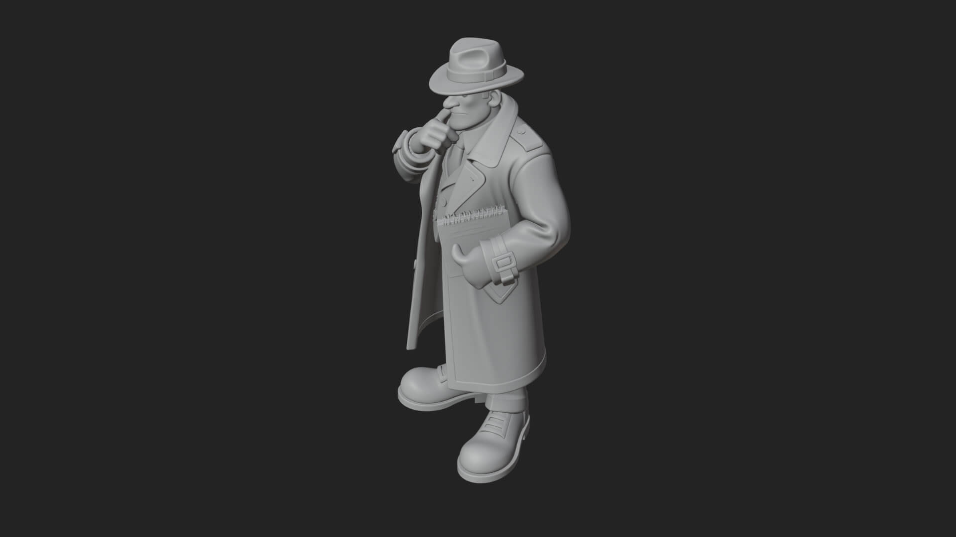 Detective Man Statue Design 7 3D Print Model 3D Model