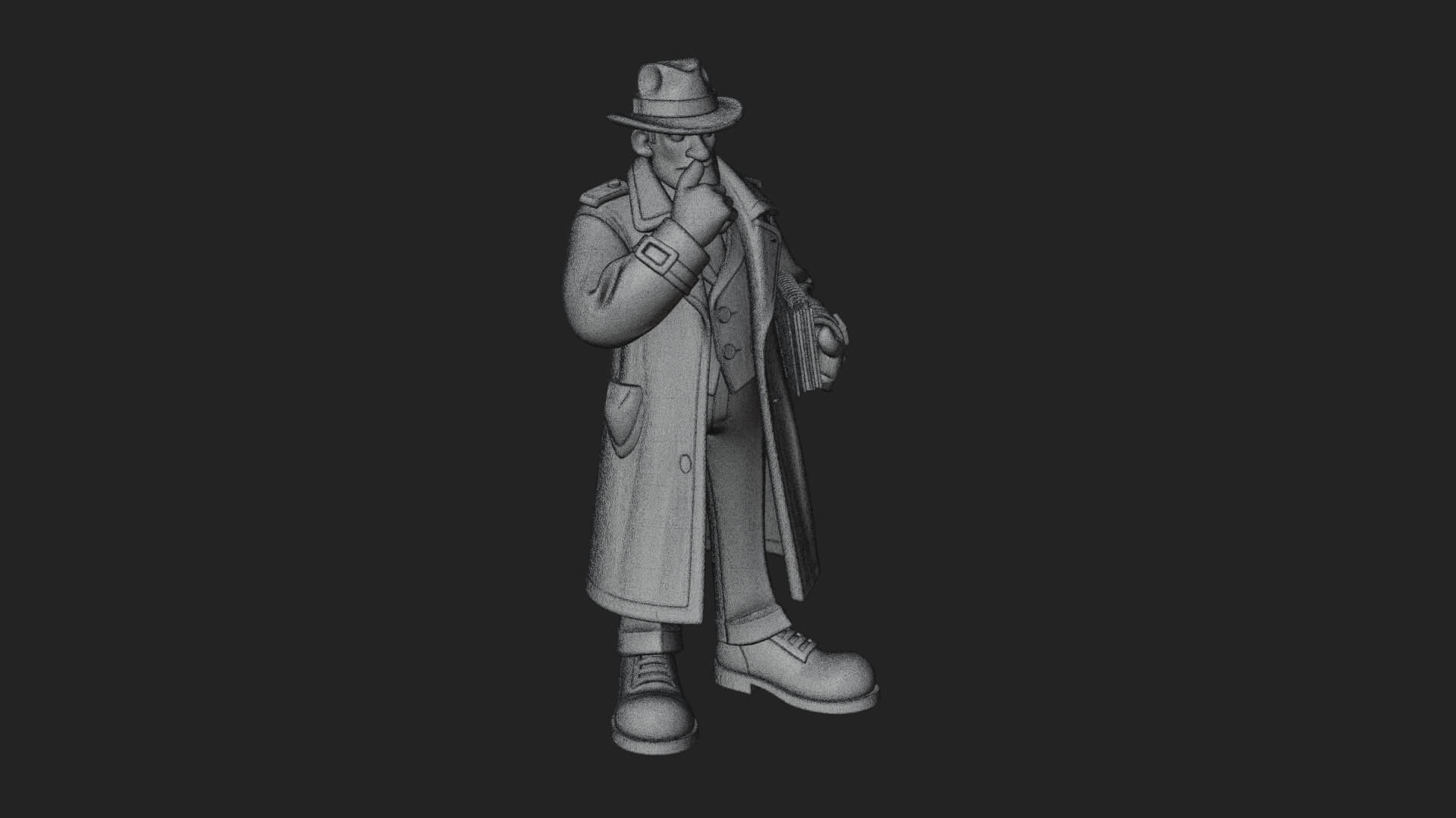 Detective Man Statue Design 7 3D Print Model 3D Model