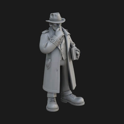 Detective Man Statue Design 7 3D Print Model