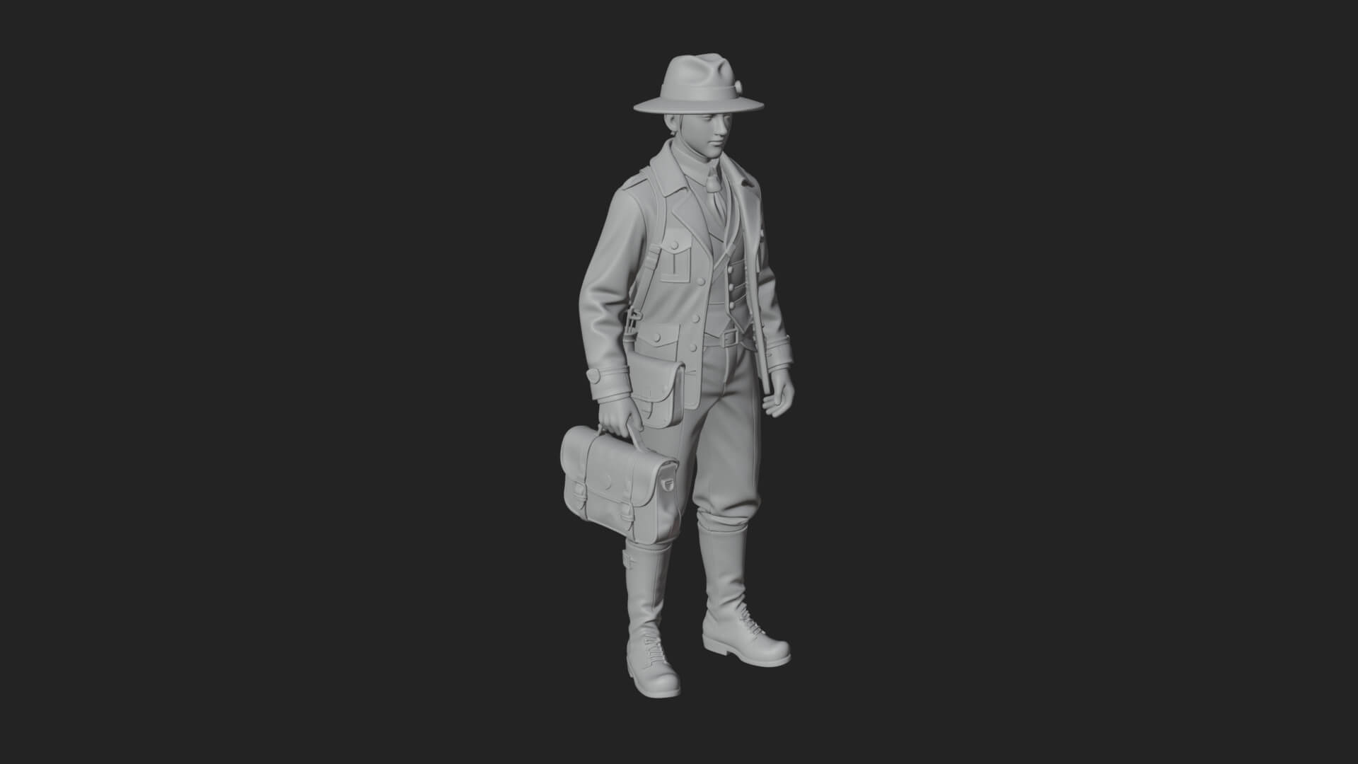 Detective Man Statue Design 8 3D Print Model 3D Model