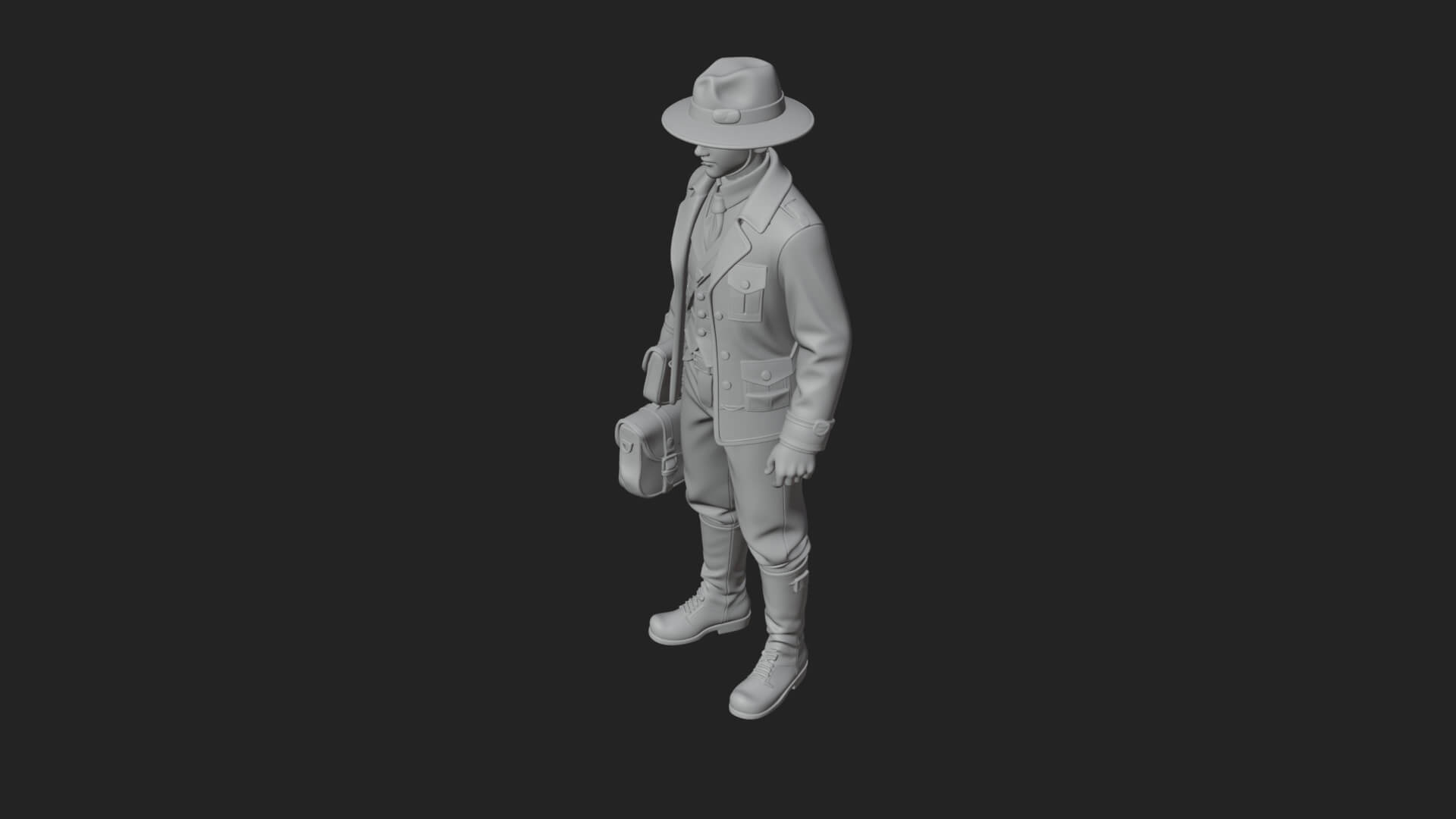 Detective Man Statue Design 8 3D Print Model 3D Model