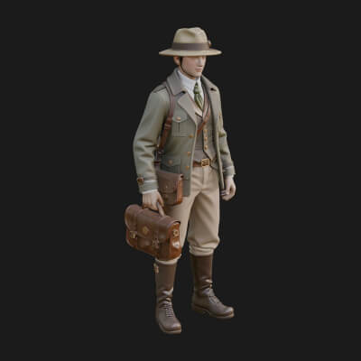 Detective Man Statue Design 8 3D Print Model