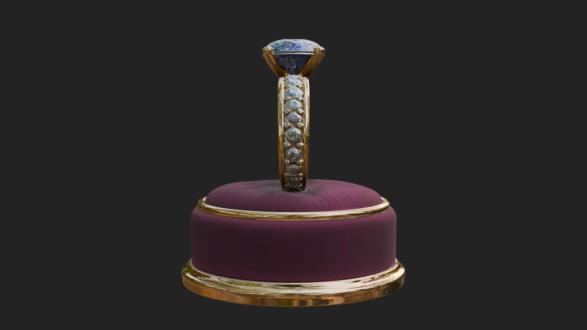 Diamond Ring on Cushion Model Design 1 3D Print Model 3D Model