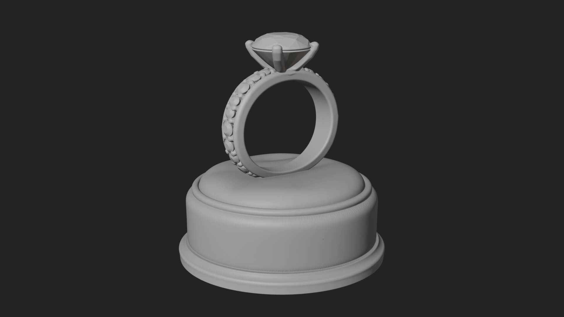 Diamond Ring on Cushion Model Design 1 3D Print Model 3D Model