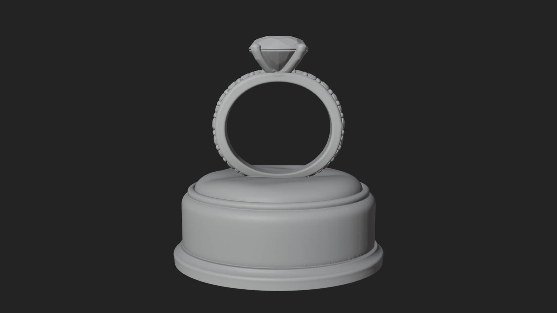 Diamond Ring on Cushion Model Design 1 3D Print Model 3D Model