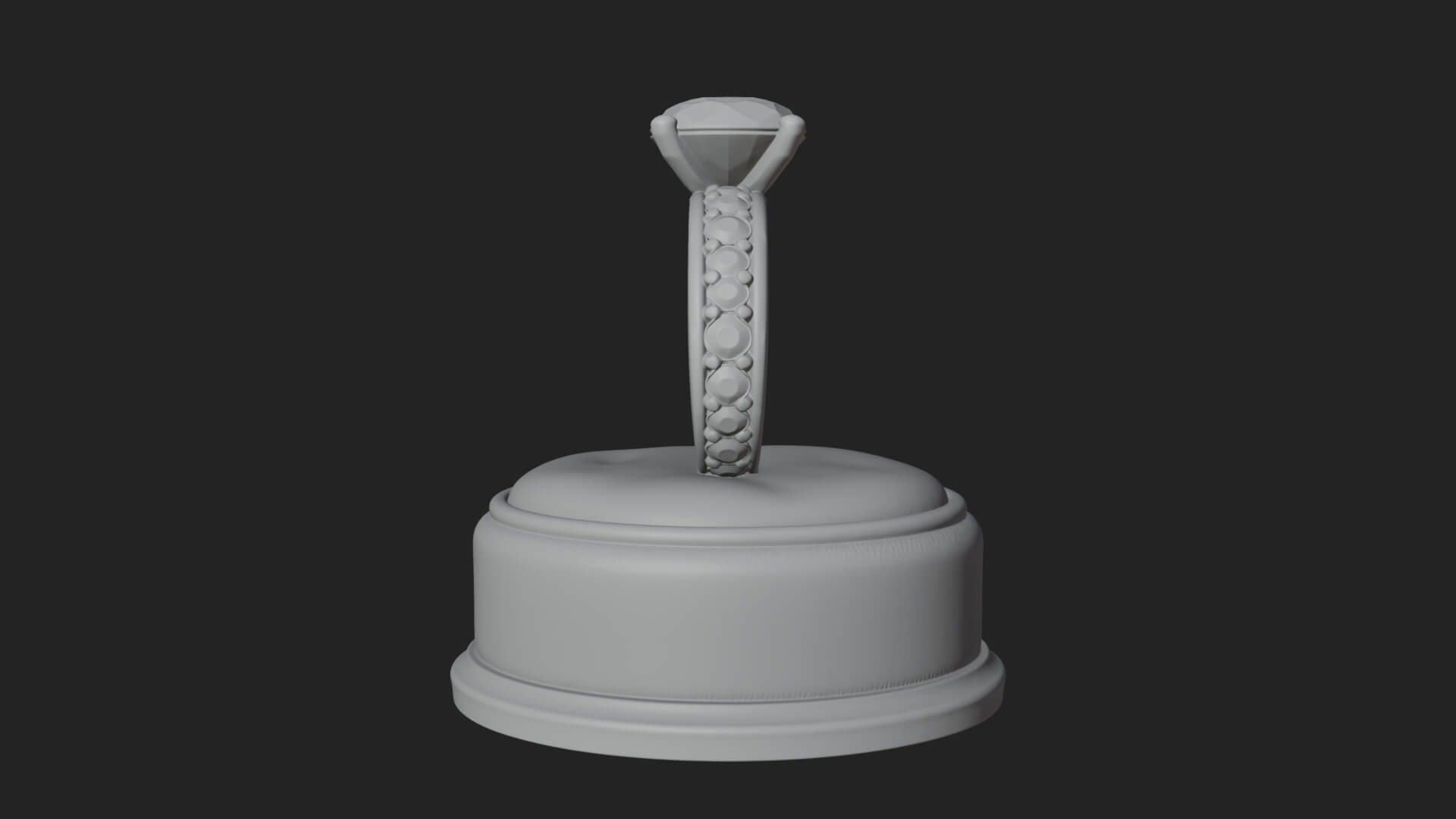 Diamond Ring on Cushion Model Design 1 3D Print Model 3D Model