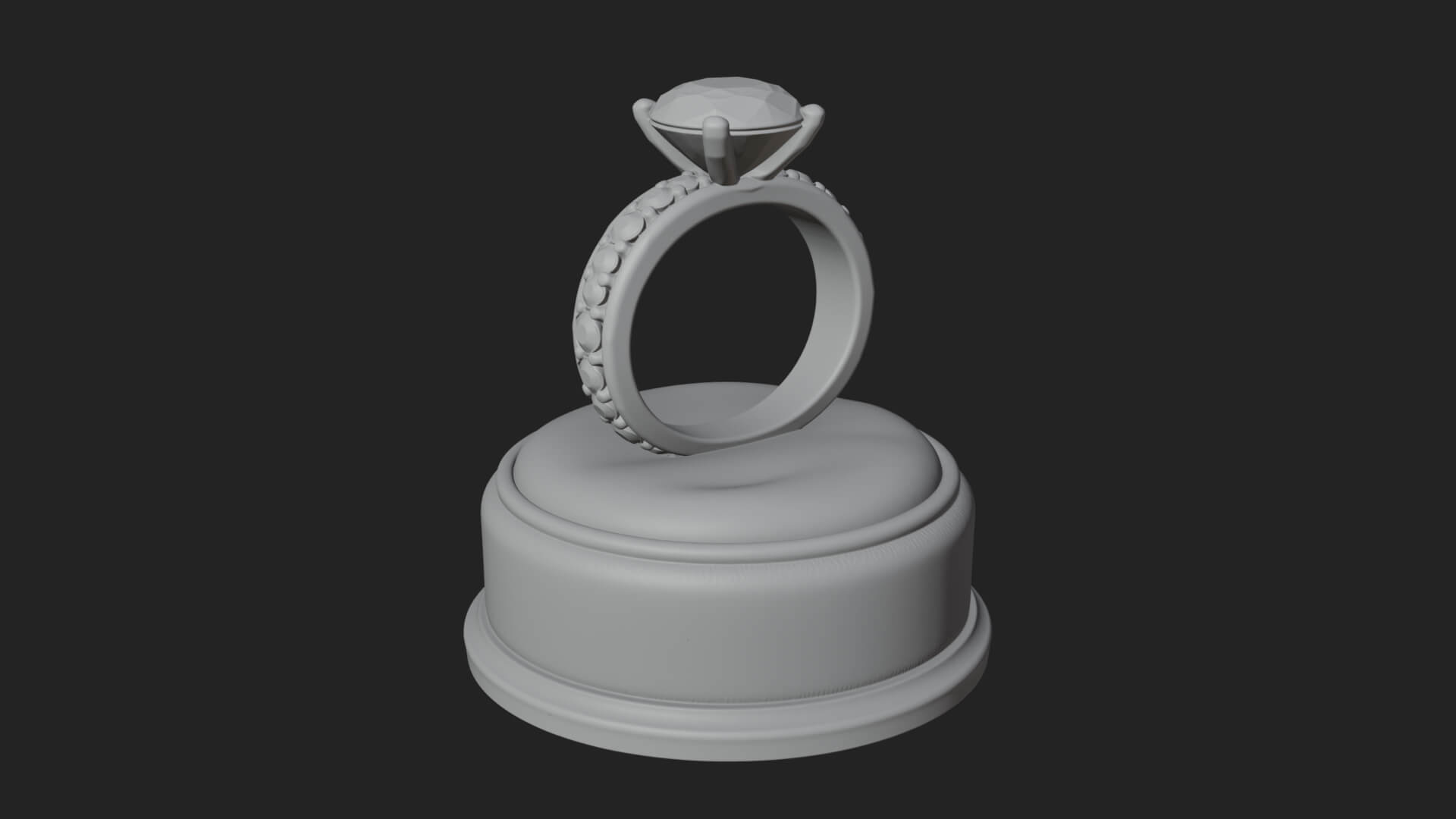 Diamond Ring on Cushion Model Design 1 3D Print Model 3D Model