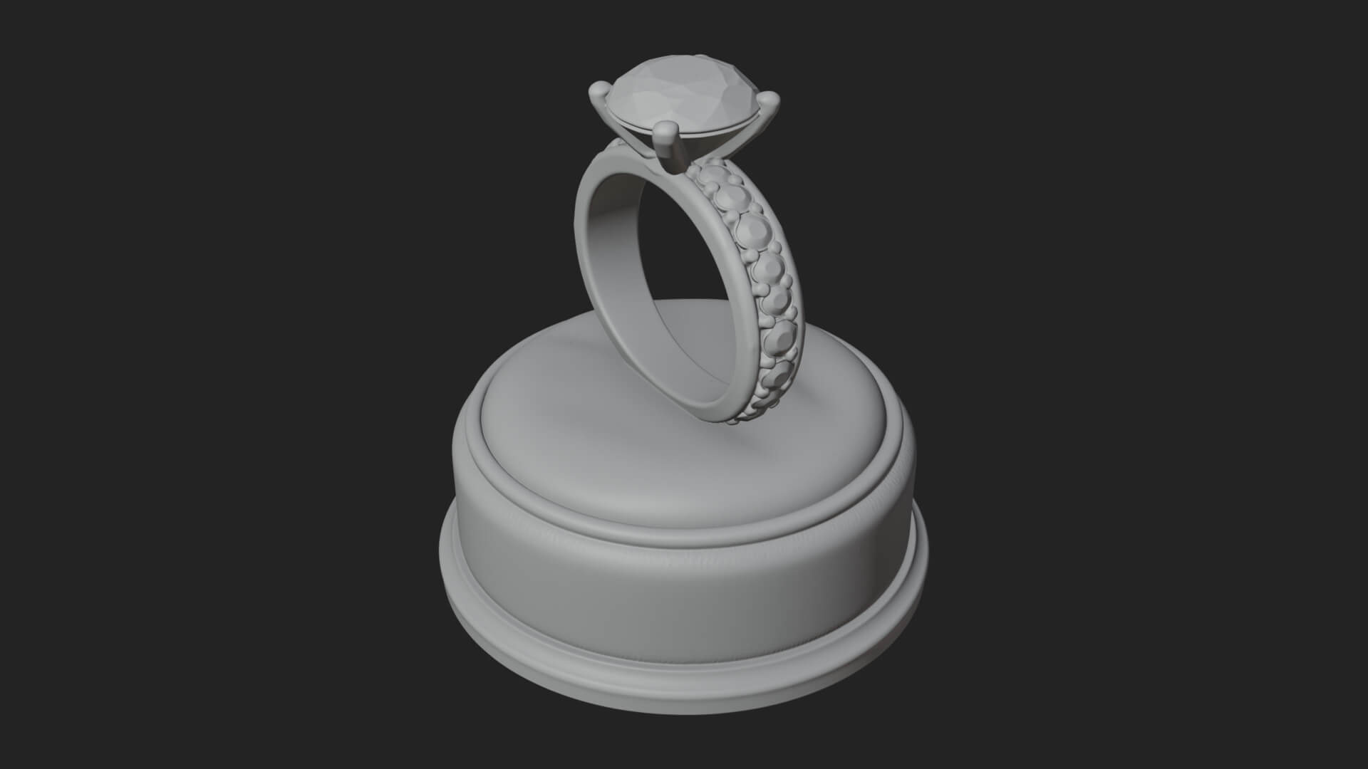 Diamond Ring on Cushion Model Design 1 3D Print Model 3D Model