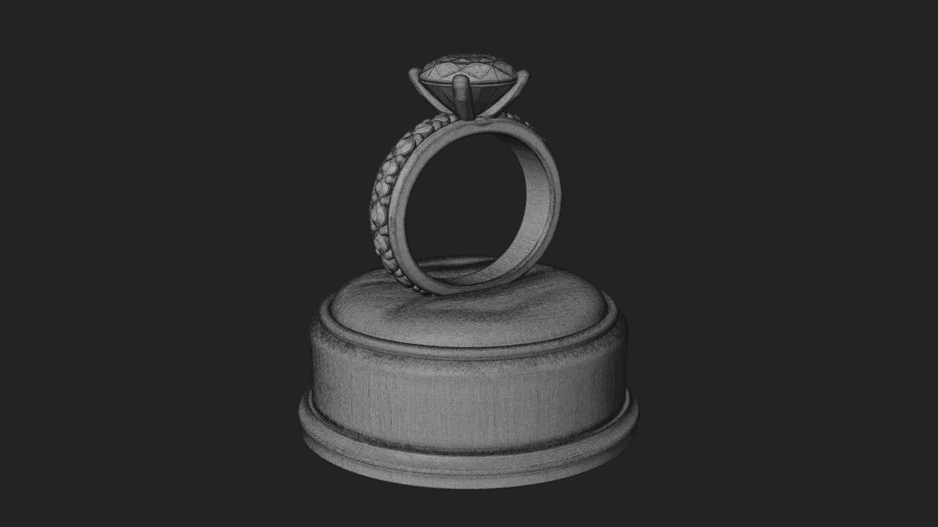 Diamond Ring on Cushion Model Design 1 3D Print Model 3D Model
