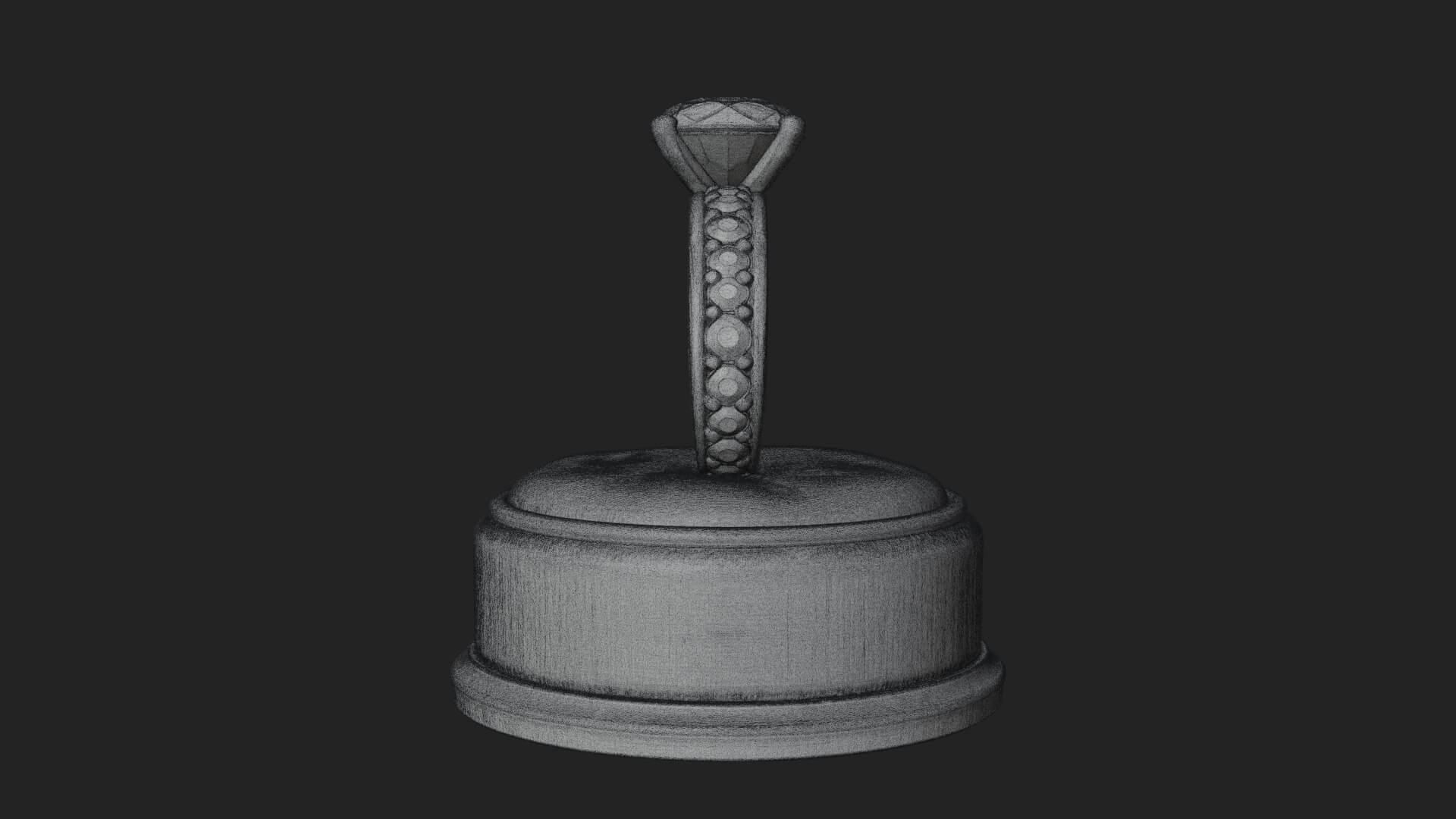 Diamond Ring on Cushion Model Design 1 3D Print Model 3D Model