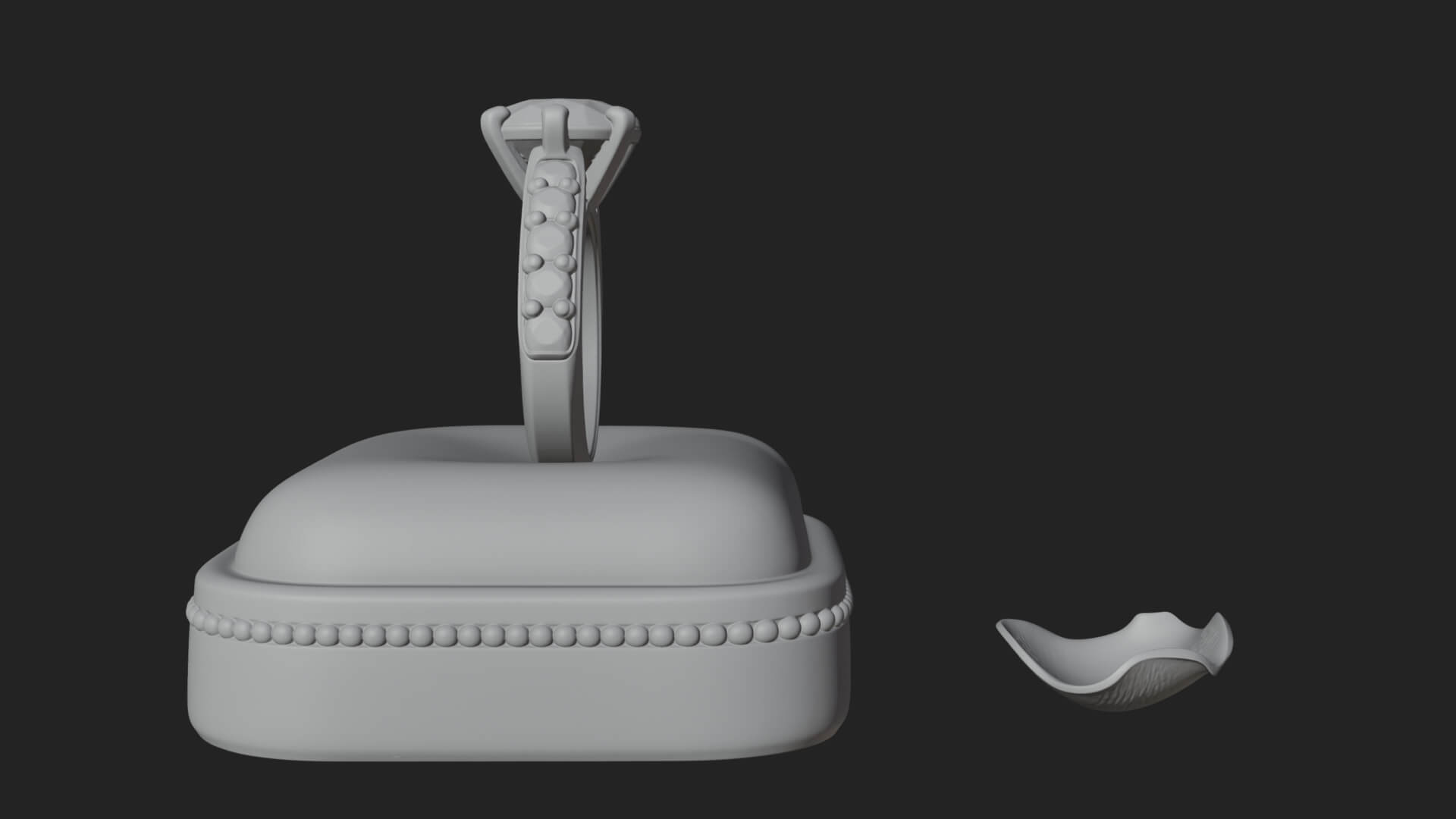 Diamond Ring on Cushion Model Design 2 3D Print Model 3D Model