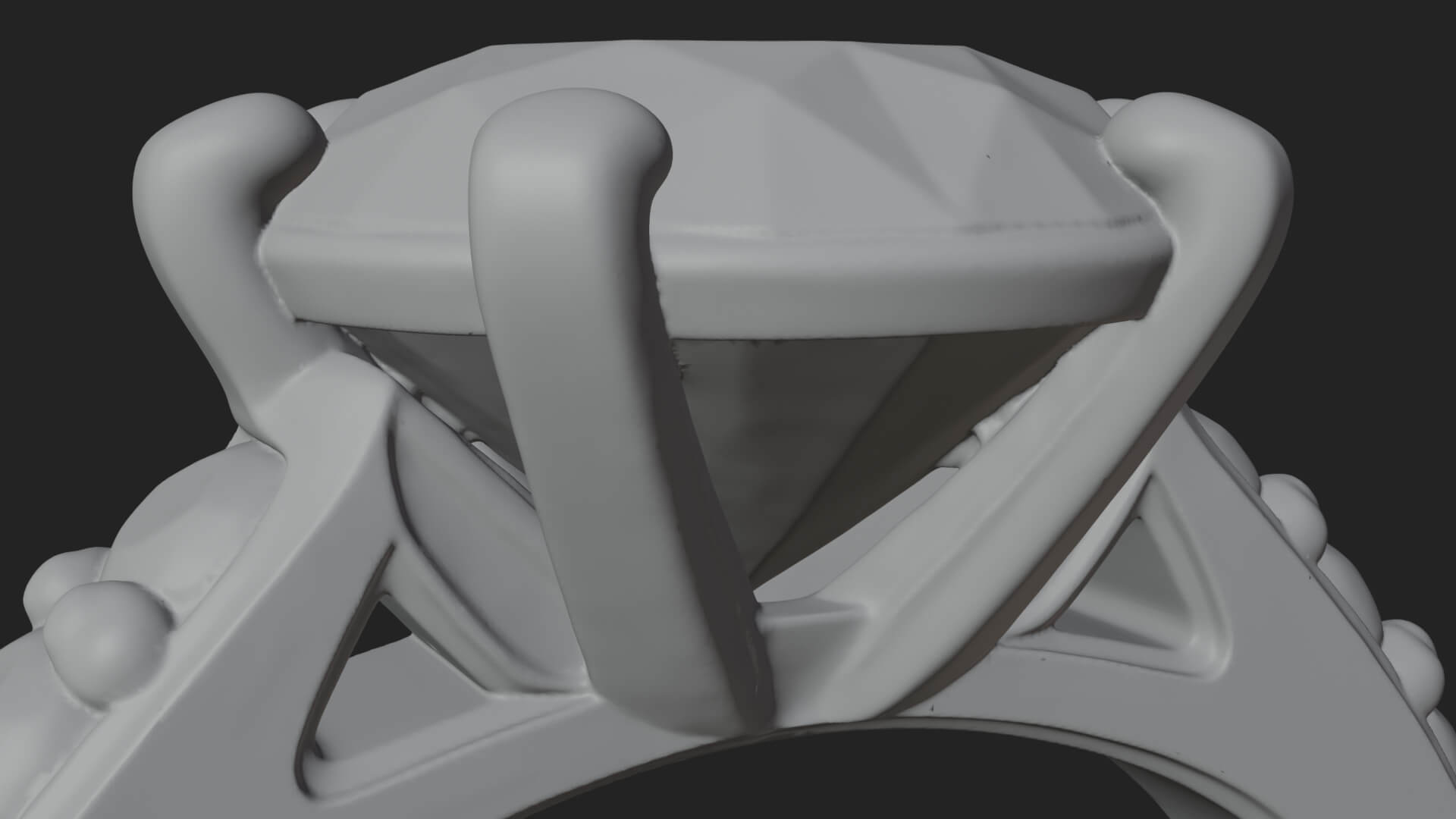 Diamond Ring on Cushion Model Design 2 3D Print Model 3D Model