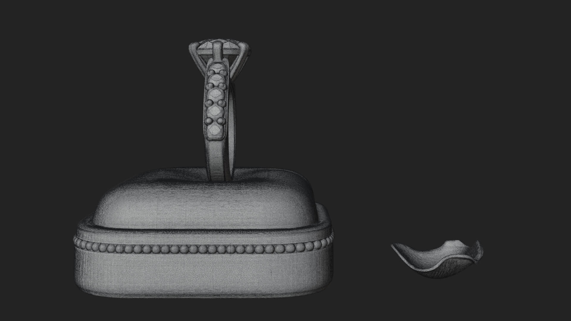 Diamond Ring on Cushion Model Design 2 3D Print Model 3D Model