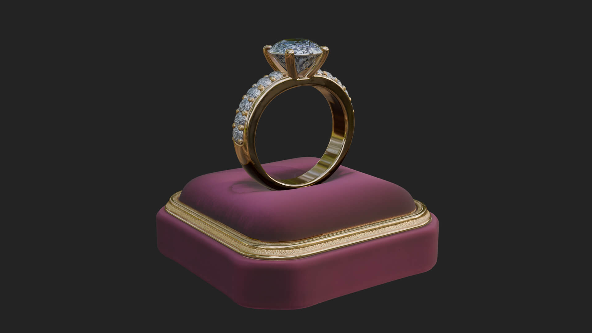 Diamond Ring on Cushion Model Design 3 3D Print Model 3D Model