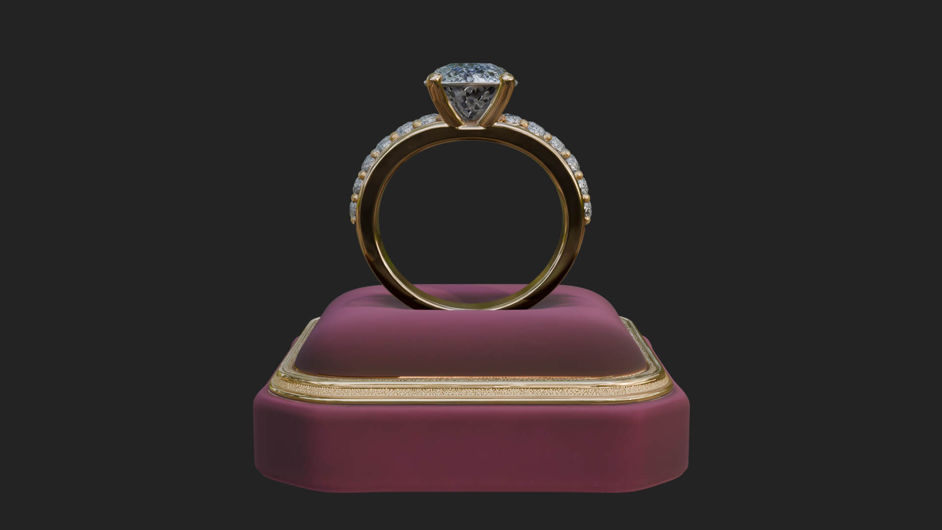 Diamond Ring on Cushion Model Design 3 3D Print Model 3D Model