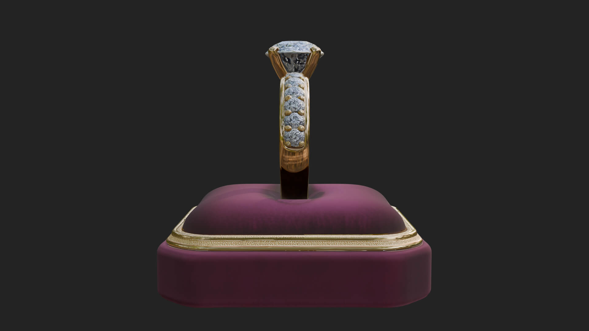 Diamond Ring on Cushion Model Design 3 3D Print Model 3D Model