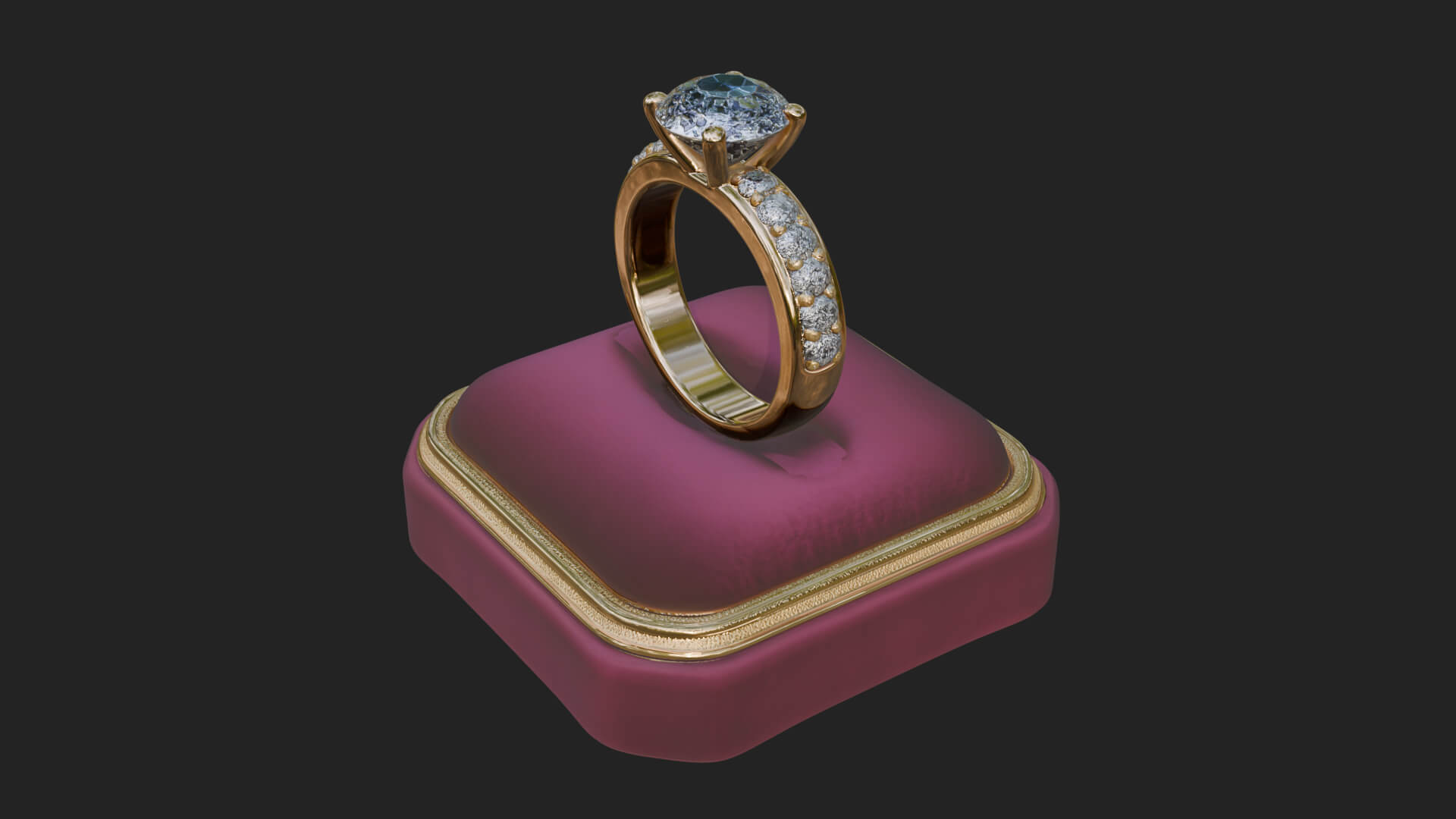 Diamond Ring on Cushion Model Design 3 3D Print Model 3D Model