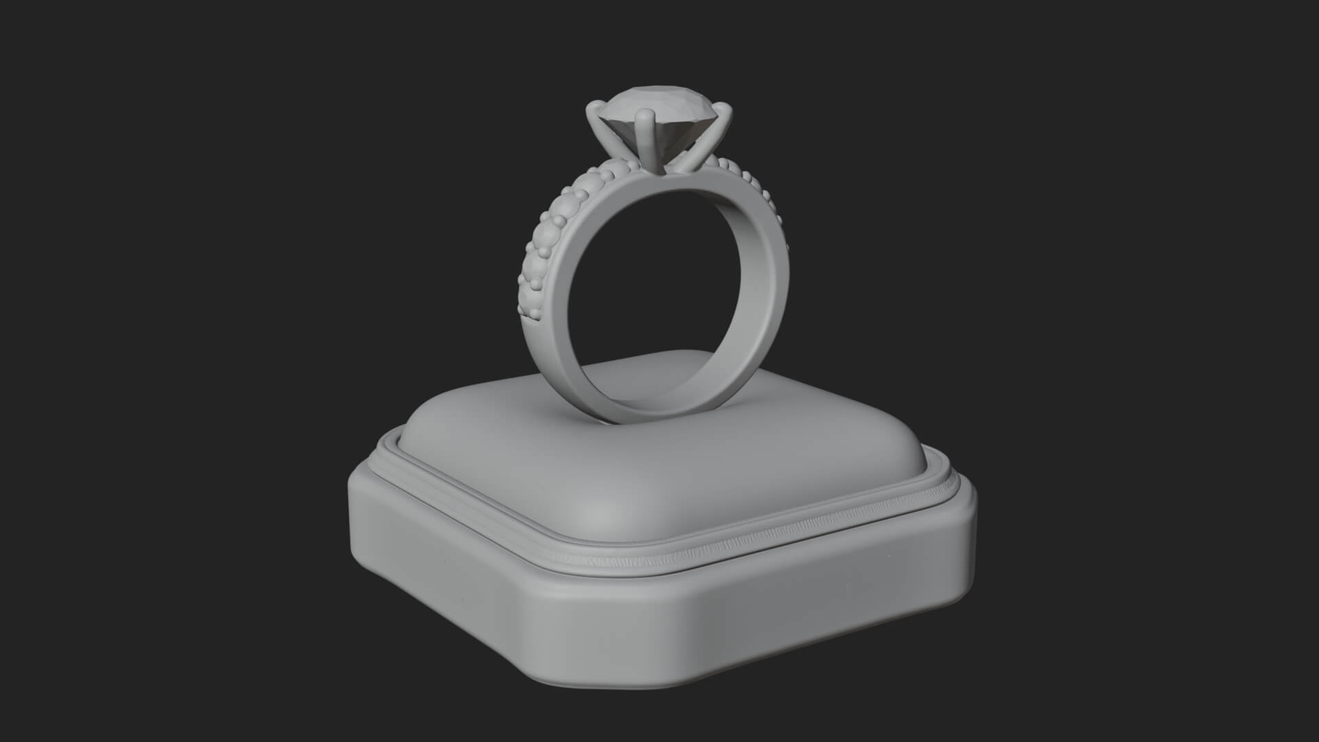 Diamond Ring on Cushion Model Design 3 3D Print Model 3D Model