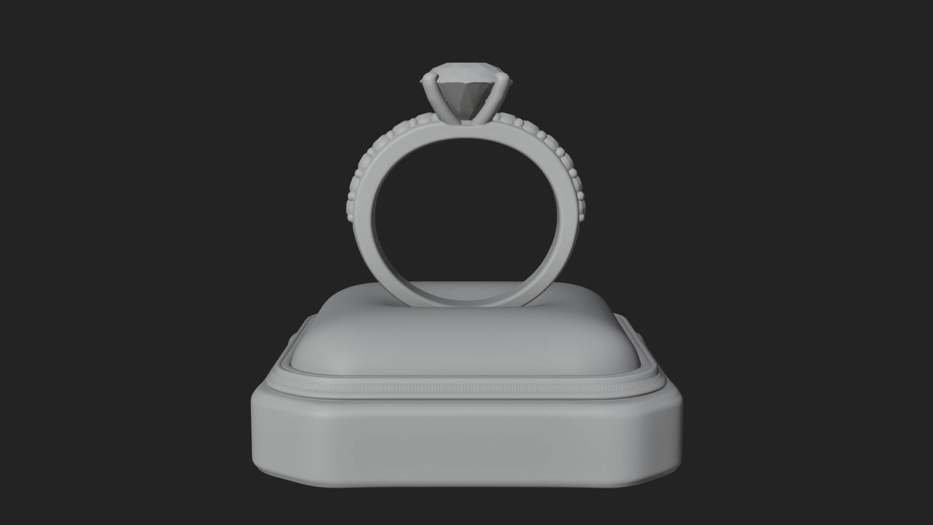 Diamond Ring on Cushion Model Design 3 3D Print Model 3D Model