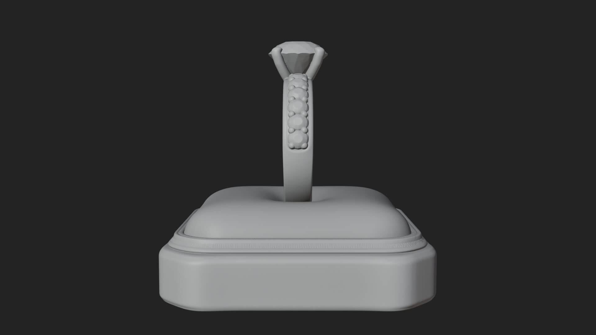 Diamond Ring on Cushion Model Design 3 3D Print Model 3D Model
