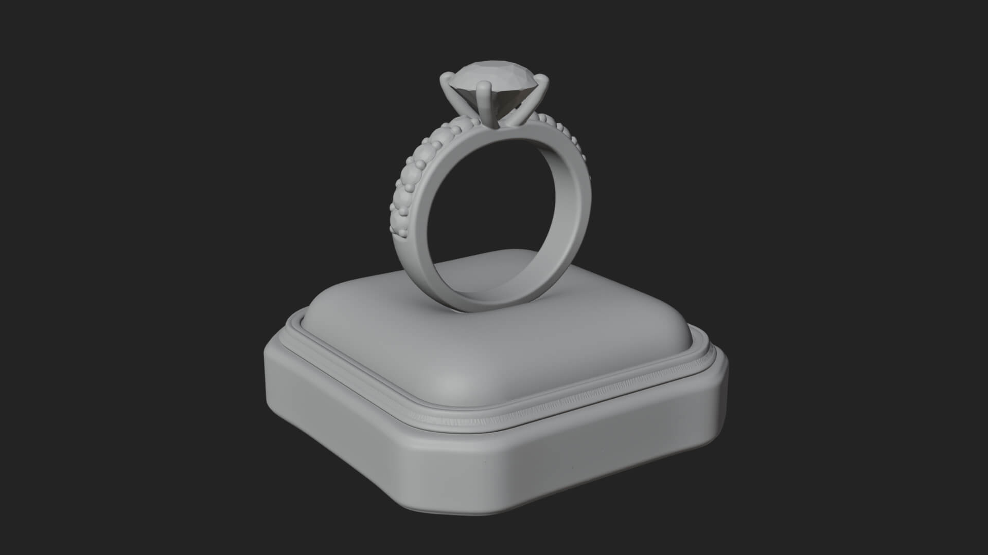 Diamond Ring on Cushion Model Design 3 3D Print Model 3D Model