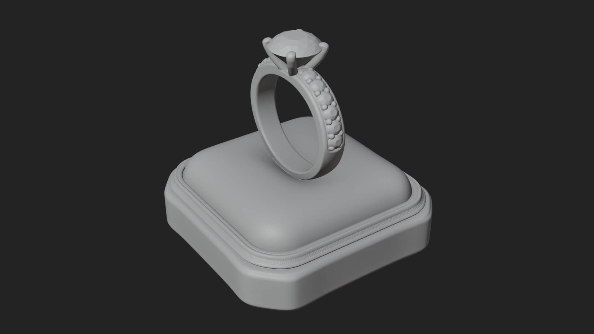 Diamond Ring on Cushion Model Design 3 3D Print Model 3D Model