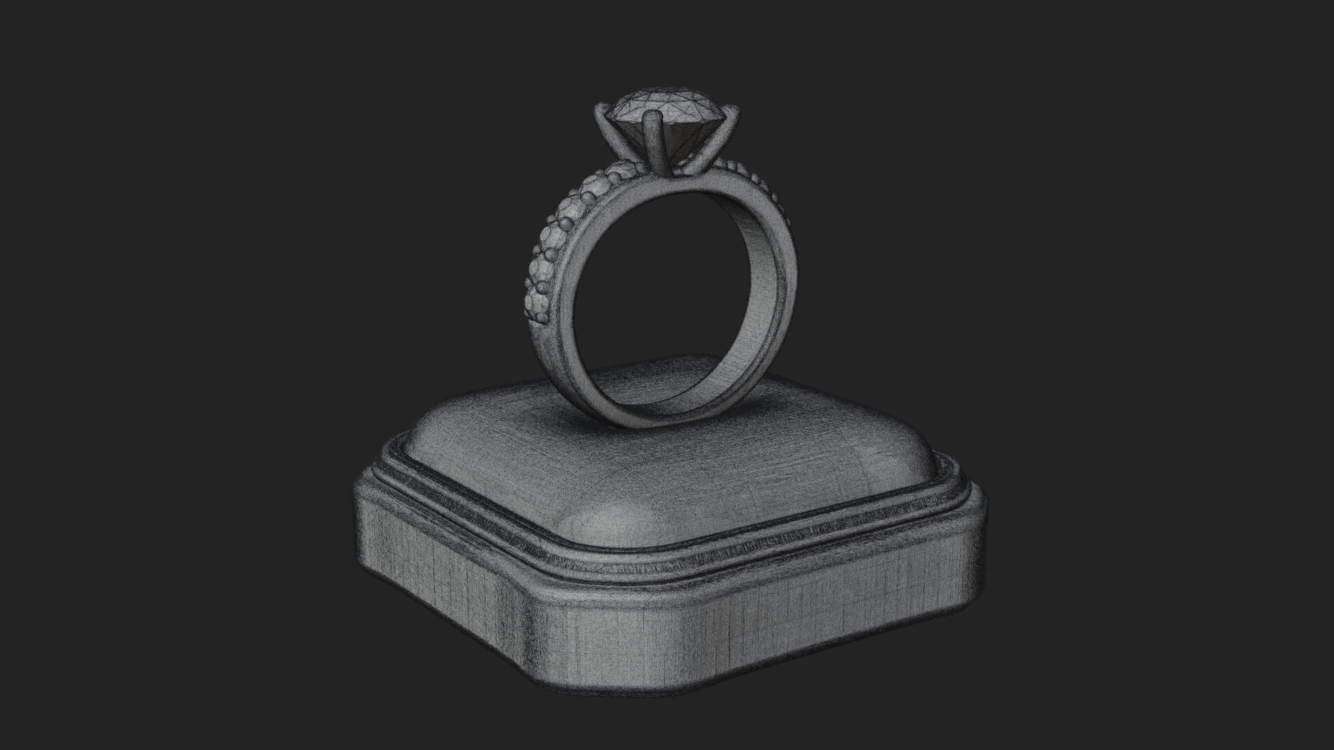 Diamond Ring on Cushion Model Design 3 3D Print Model 3D Model