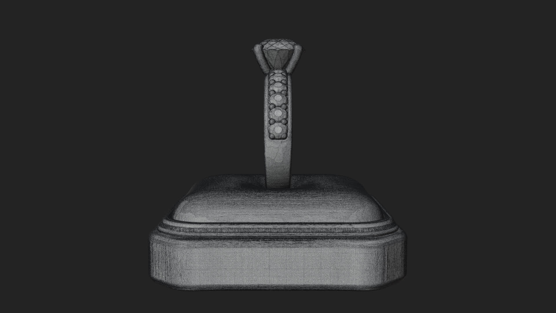 Diamond Ring on Cushion Model Design 3 3D Print Model 3D Model