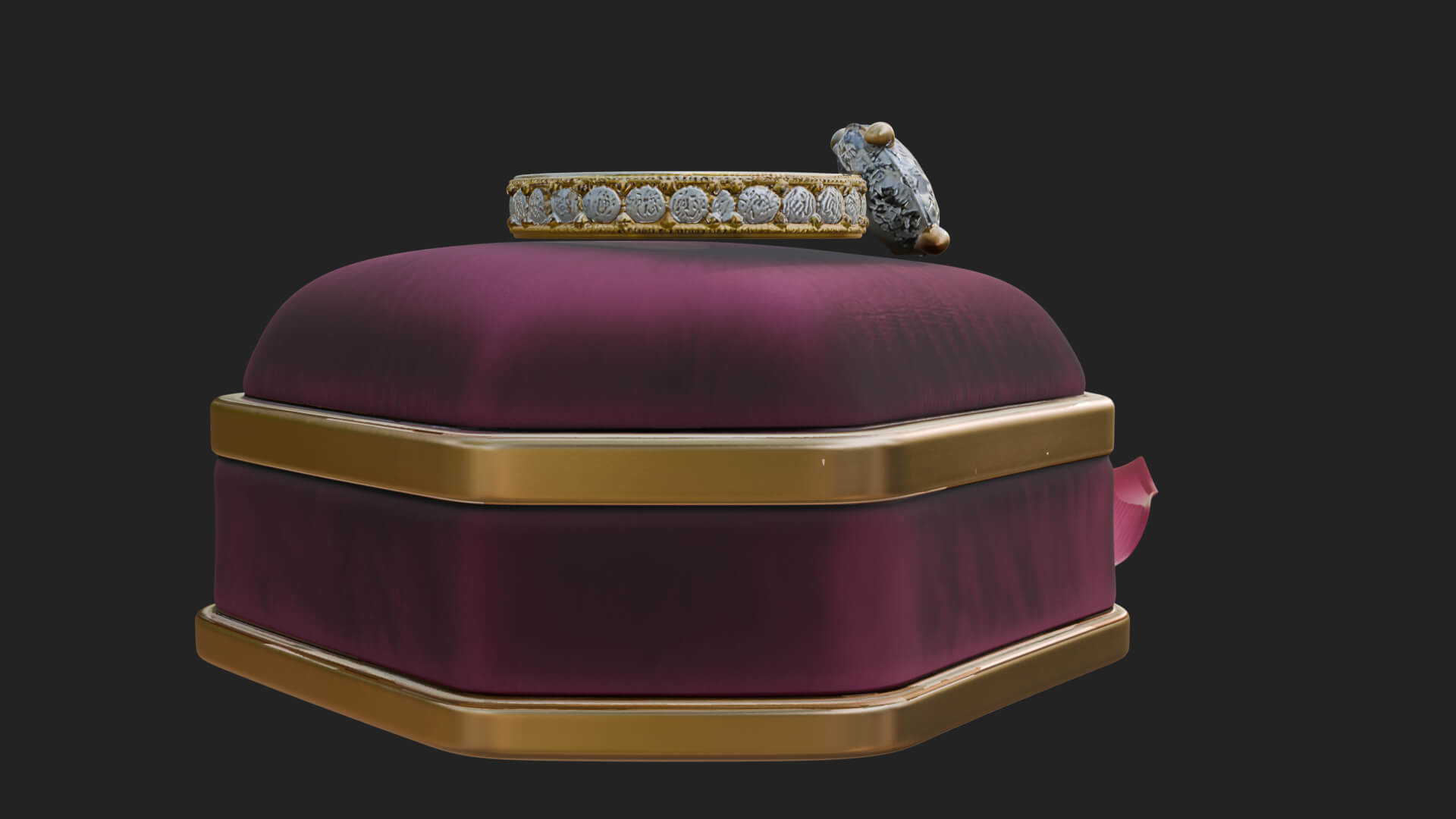 Diamond Ring on Cushion Model Design 4 3D Print Model 3D Model