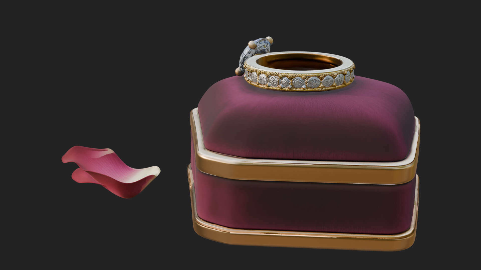 Diamond Ring on Cushion Model Design 4 3D Print Model 3D Model