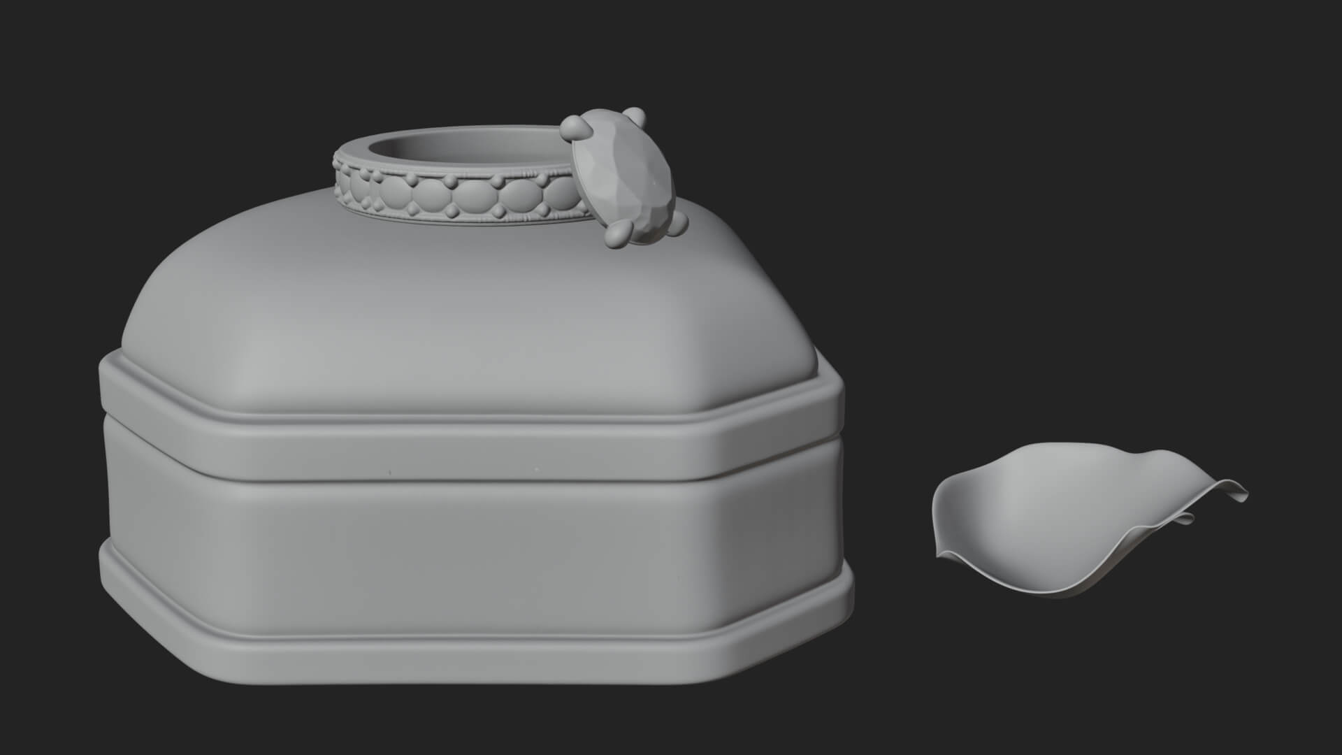 Diamond Ring on Cushion Model Design 4 3D Print Model 3D Model