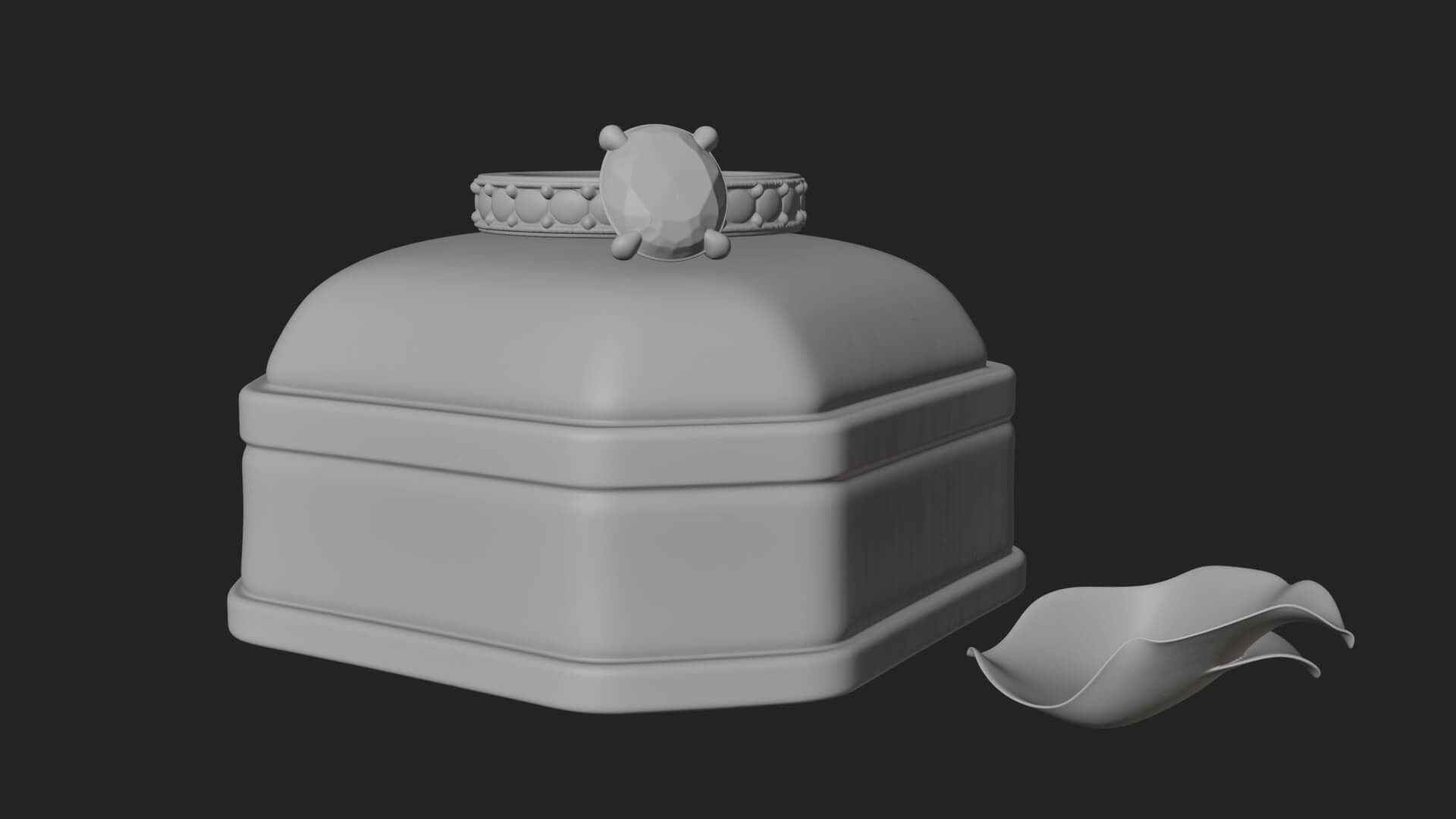 Diamond Ring on Cushion Model Design 4 3D Print Model 3D Model