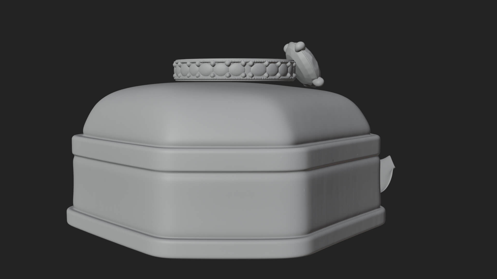 Diamond Ring on Cushion Model Design 4 3D Print Model 3D Model