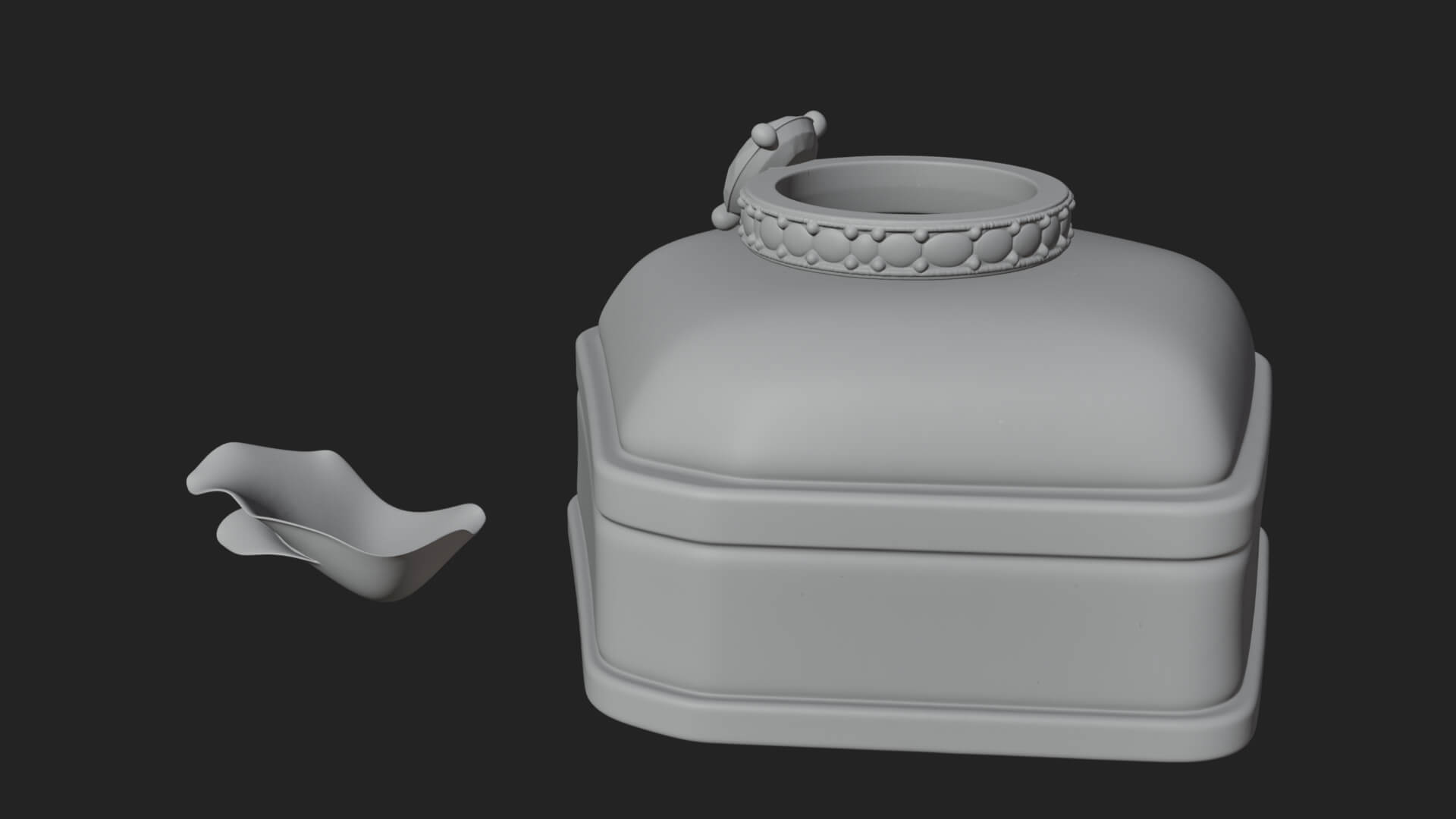 Diamond Ring on Cushion Model Design 4 3D Print Model 3D Model