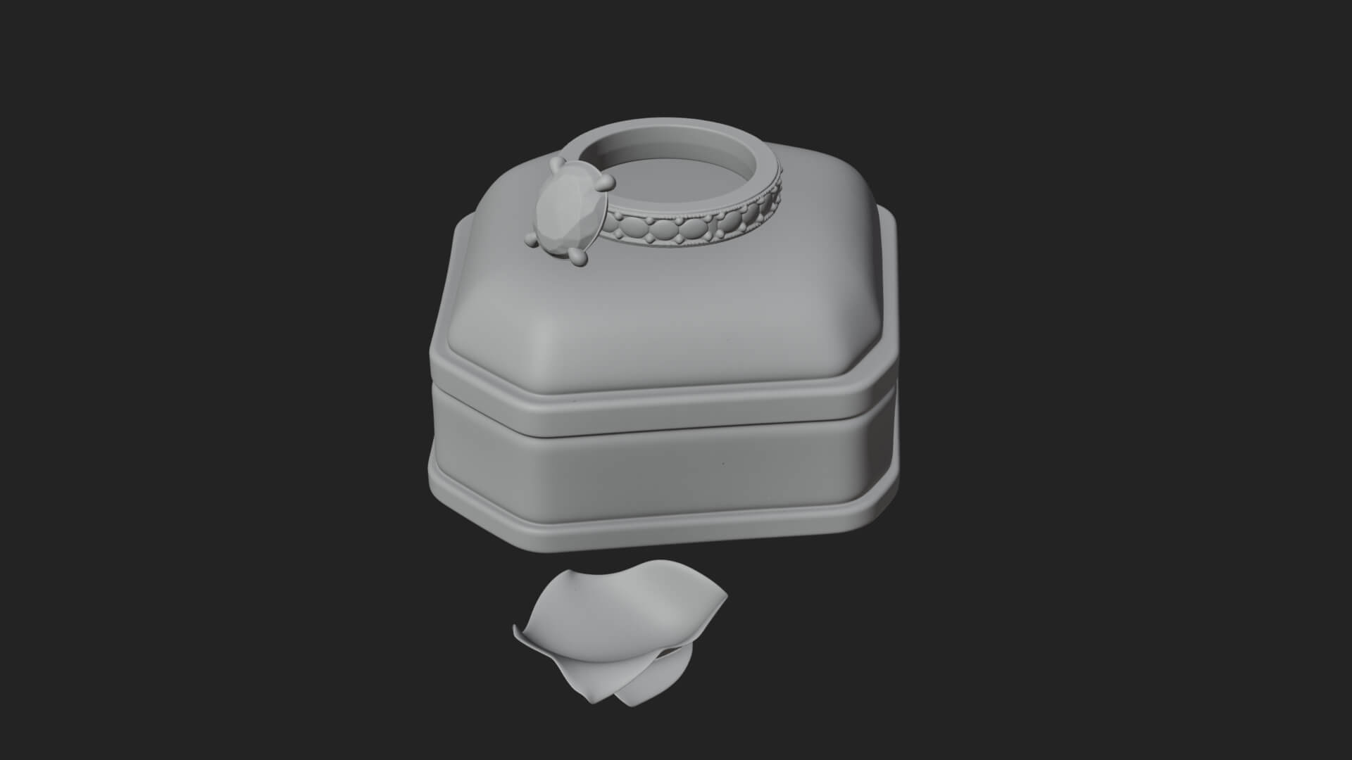 Diamond Ring on Cushion Model Design 4 3D Print Model 3D Model