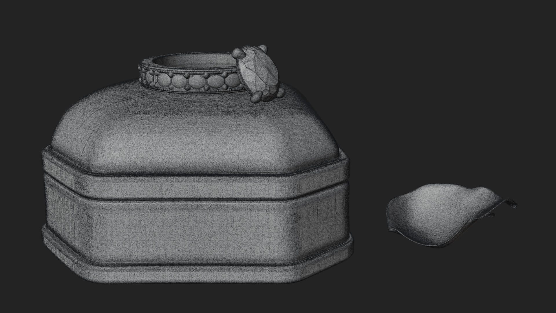 Diamond Ring on Cushion Model Design 4 3D Print Model 3D Model