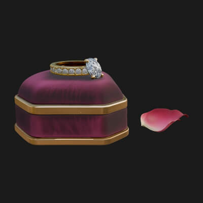 Diamond Ring on Cushion Model Design 4 3D Print Model