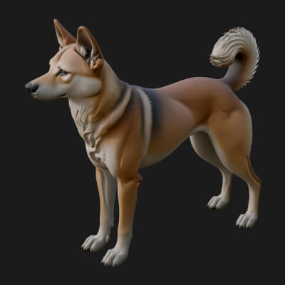 Dingo Dog Statue Design 1 3D Print Model