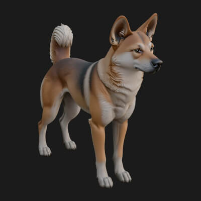 Dingo Dog Statue Design 2 3D Print Model