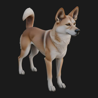 Dingo Dog Statue Design 3 3D Print Model