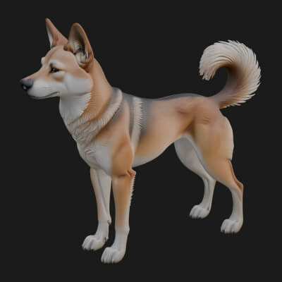 Dingo Dog Statue Design 4 3D Print Model