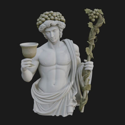 Dionysus with Wine Cup Statue Design 1 3D Print Model