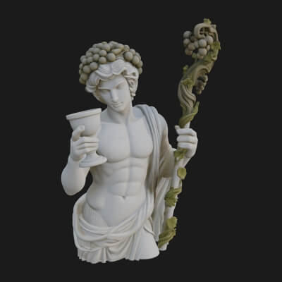 Dionysus with Wine Cup Statue Design 2 3D Print Model
