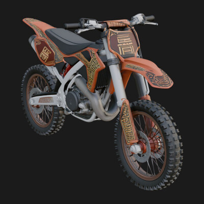 Dirt Bike Motorcycle Model Design 16 3D Print Model