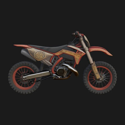 Dirt Bike Motorcycle Model Design 4 3D Print Model