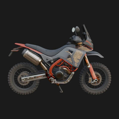 Dirt Bike Motorcycle Model Design 6 3D Print Model